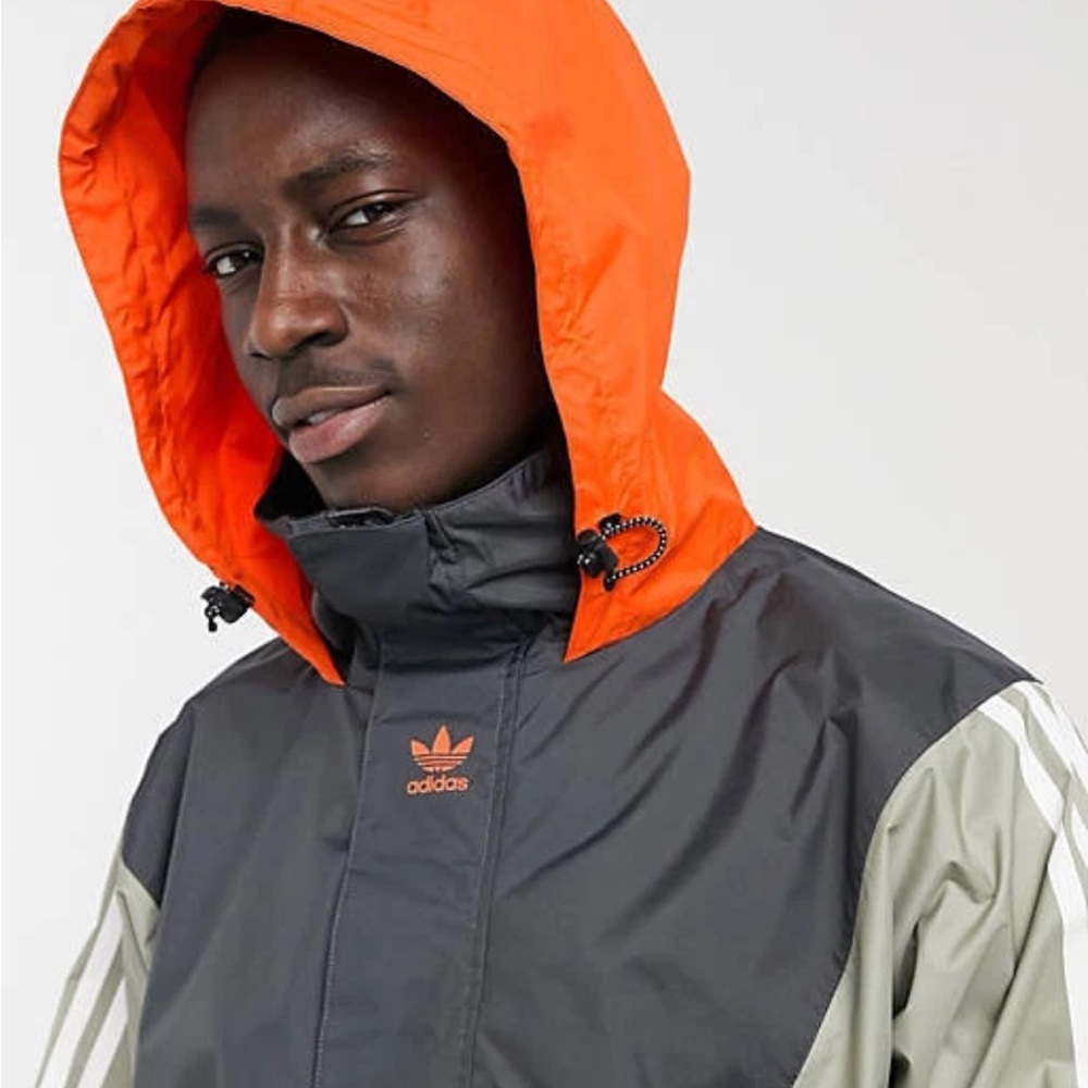 Gray and orange men’s adidas anorak 10k jacket Sz small - Picture 3 of 8